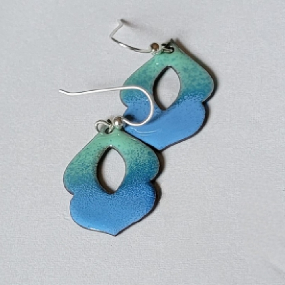 Hand Crafted Blue Gradient Earrings - image 2